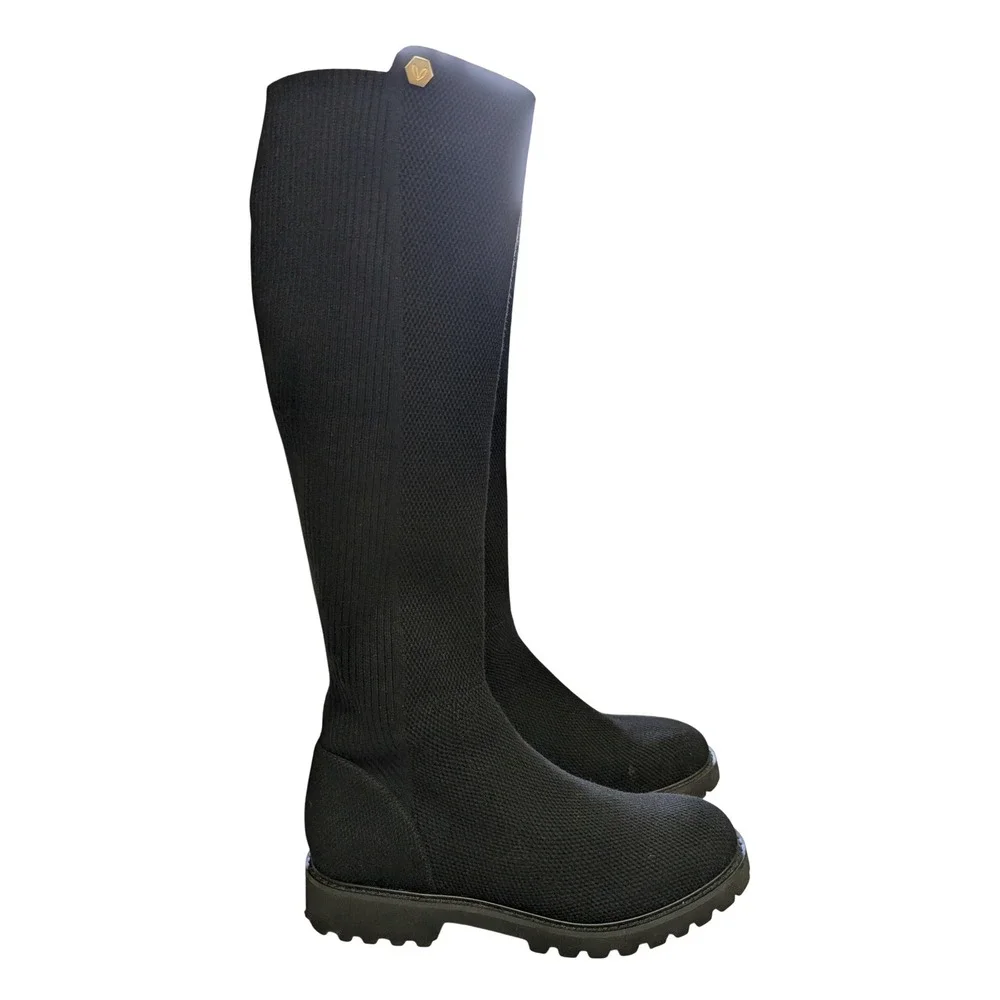 Vivaia Filipa Round Toe Stretchy Wool Knee High Boots Black 9